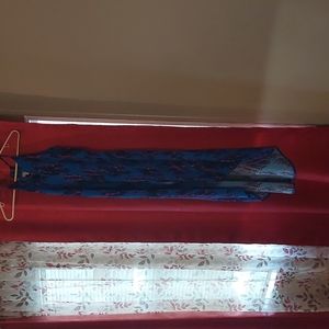 Blue and pink long dress